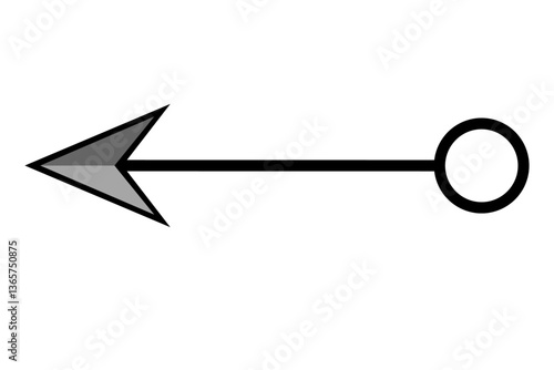 Black double-sided arrow with pointed tip and plumage, a simple graphic arrow (15)