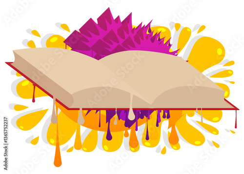 Book graffiti. Abstract modern street art decoration performed in urban painting style.