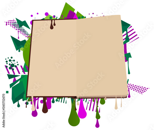 Book graffiti. Abstract modern street art decoration performed in urban painting style.
