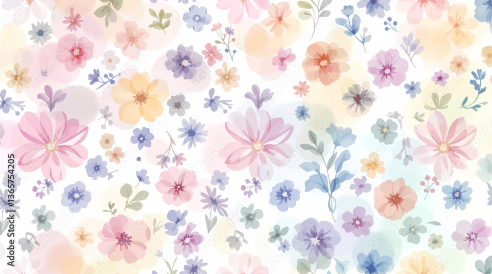 Seamless pattern of a Colorful peach rose flower with watercolor