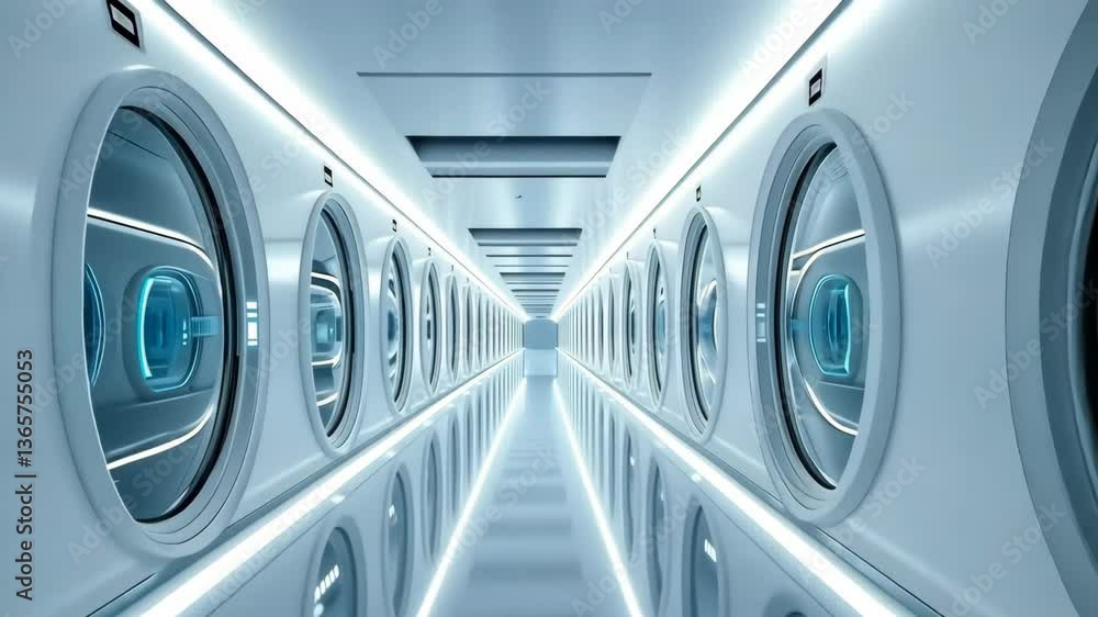 Futuristic hospital corridor showcasing advanced AI technology and sleek design illuminating the way for patients and staff Futuristic hospital corridor showcasing advanced AI technology and sleek design illuminating the way for patients and staff
