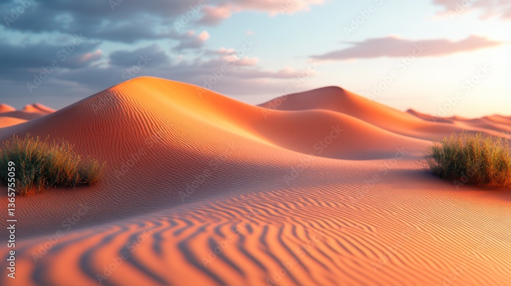 Naklejka premium Desert sunset landscape