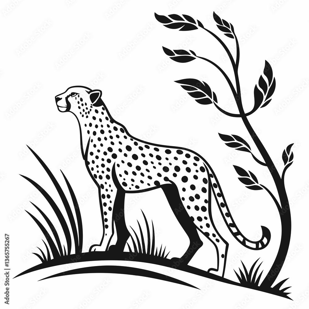 Fototapeta premium cheetah black silhouette vector