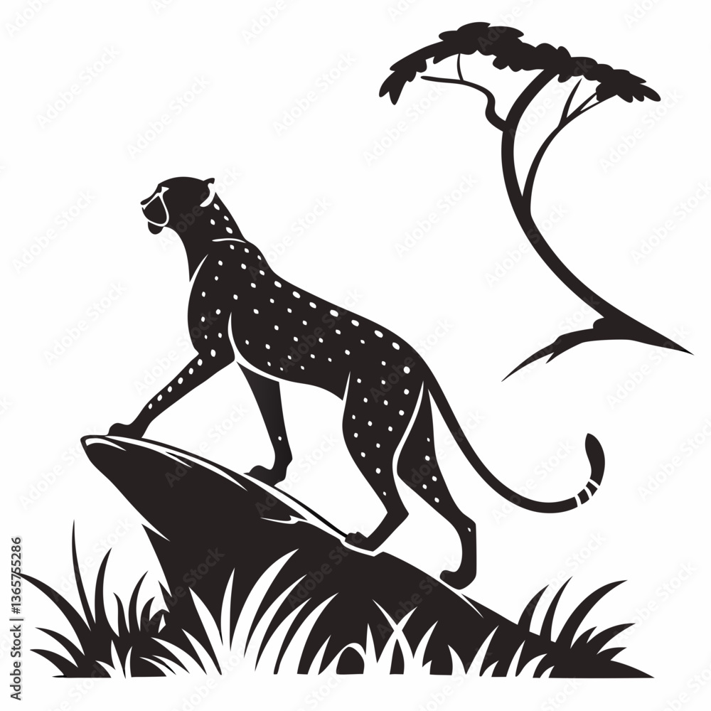 Obraz premium cheetah black silhouette vector