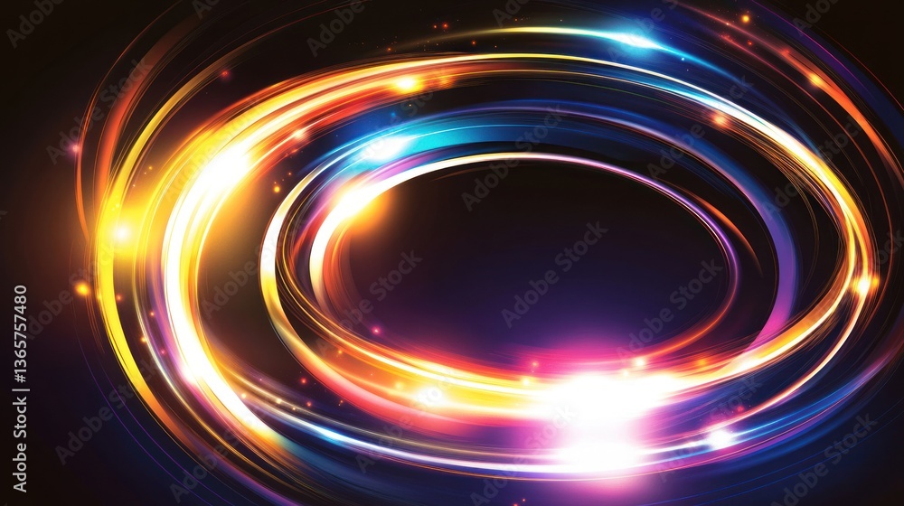 Abstract vibrant concentric circles with glowing light effects. Abstract vibrant concentric circles with glowing light effects.