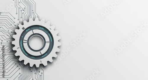 Wallpaper Mural Gear and Circuit Board Modern Technology Concept with Blank Space Torontodigital.ca