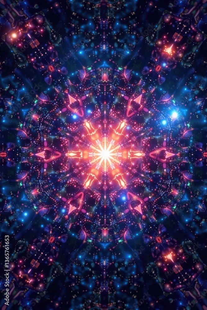 Fototapeta premium Hypnotic kaleidoscope of galaxies, repeating patterns across space , star formation, planetary nebulae