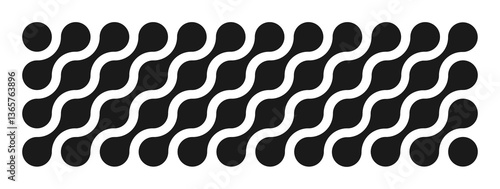 Dots metaball black pattern wave. Abstract round shapes on a white background. Connected vector spots. Geometric circle decorative molecules. Texture. Modern minimalistic design.