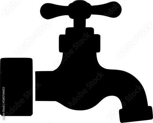 Water fauced or tap icon. Kitchen water faucet or sink sign. Water flows from the faucet symbol. Drinking water company symbol for apps and websites, vector illustration