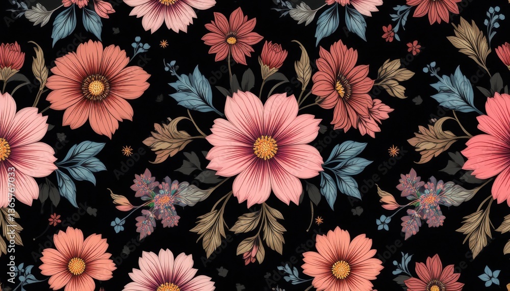 Floral pattern design fabric art botanical illustration studio aesthetic Floral pattern design fabric art botanical illustration studio aesthetic