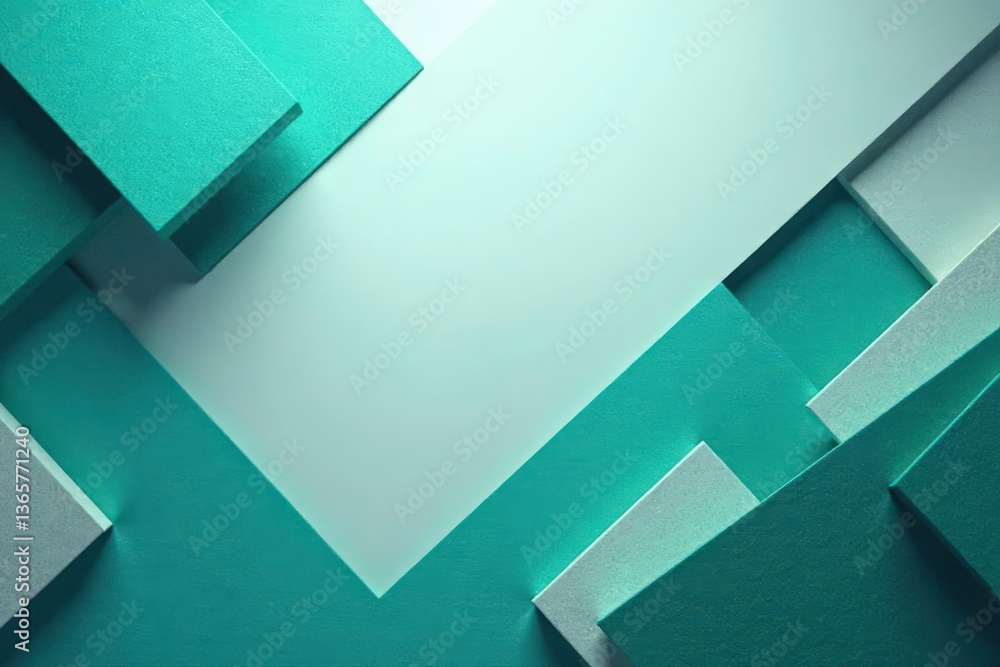 Fototapeta premium Abstract geometric shapes, vibrant teal and grey, shape, modern pattern