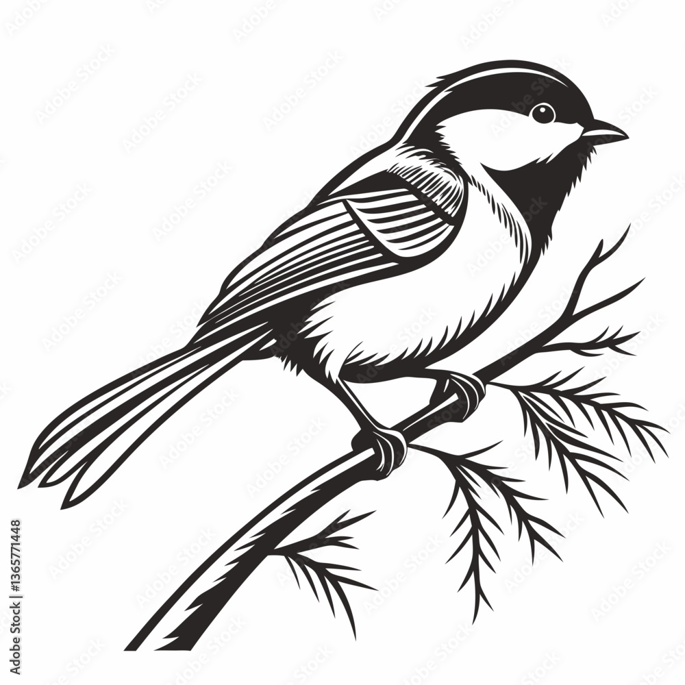 Obraz premium chickadee black silhouette icon vector