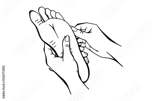 Hands giving a massage to a single foot