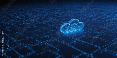 Digitale Cloud-Technologie auf vernetzten Datenplattformen im futuristischen Netzwerkdesign