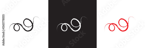 Swish swoosh squiggle line icon  set. Fake signatures. Hand-drawn rough ink brushstrokes. Vector illustration. isolated on white and black background. EPS 10