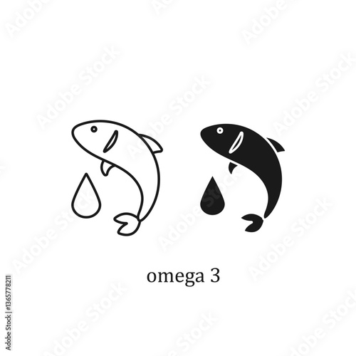 Omega 3 Label Vector or Omega 3 Icon in Flat Style Emblem. Perfect for Product Packaging. Suitable for Health Products that Contain the Benefits of Omega 3.