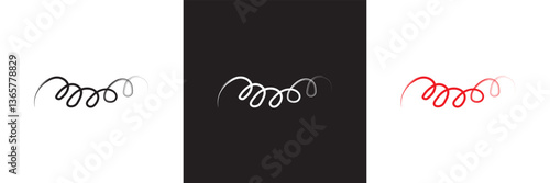 Swish swoosh squiggle line icon  set. Fake signatures. Hand-drawn rough ink brushstrokes. Vector illustration. isolated on white and black background. EPS 10