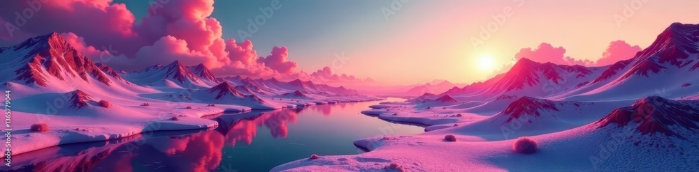 Fototapeta premium Surreal landscape of shifting hues and impossible forms , whimsical, flow