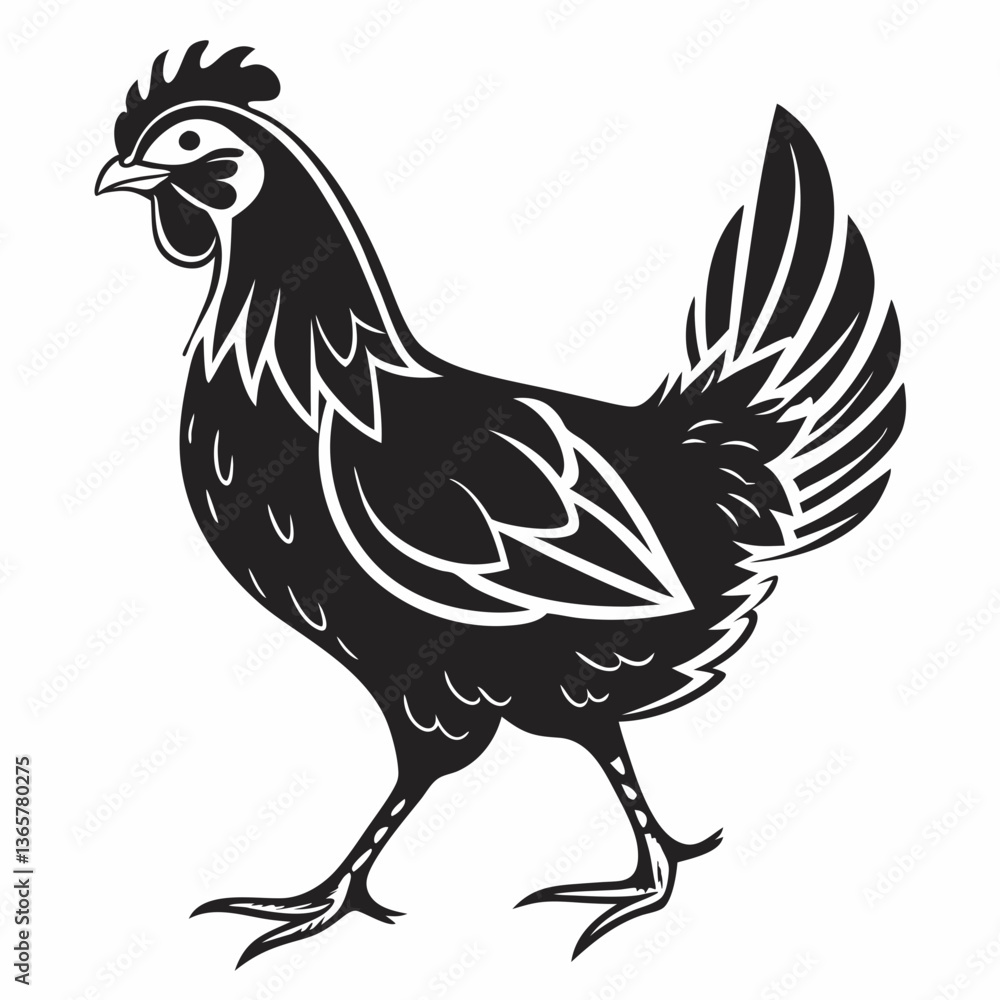 Fototapeta premium Chicken silhouette black vector