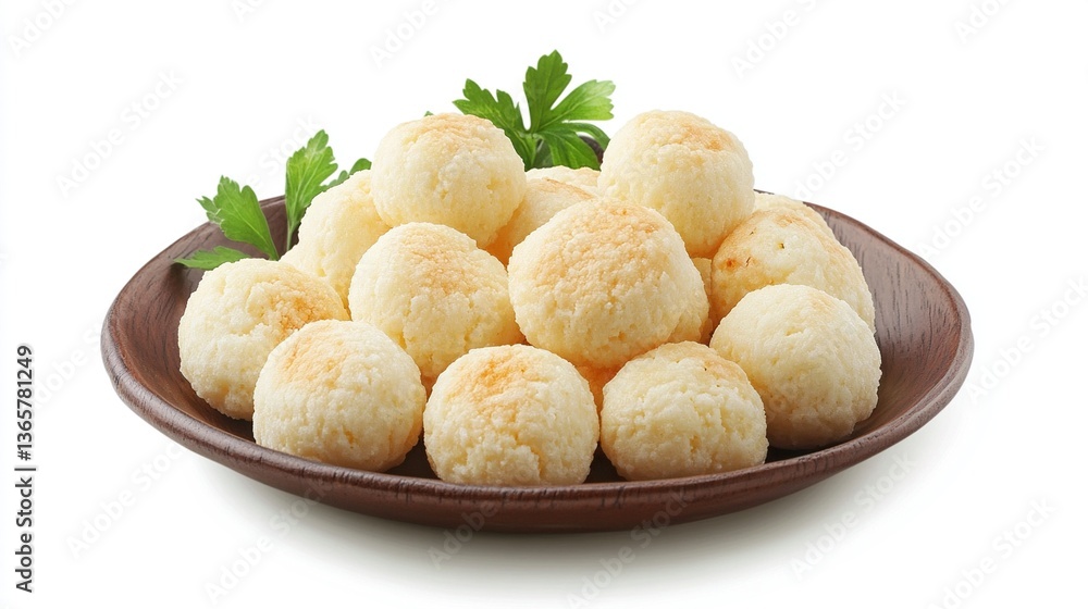 Small baked cheese balls on a wooden plate. Small baked cheese balls on a wooden plate.