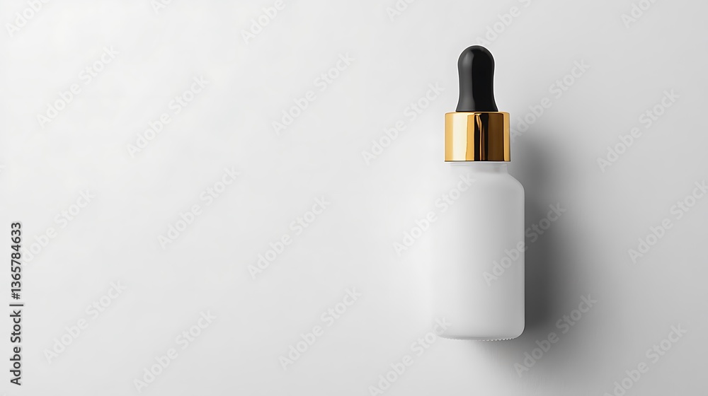 A white bottle with a black dropper on a white background studio A white bottle with a black dropper on a white background studio