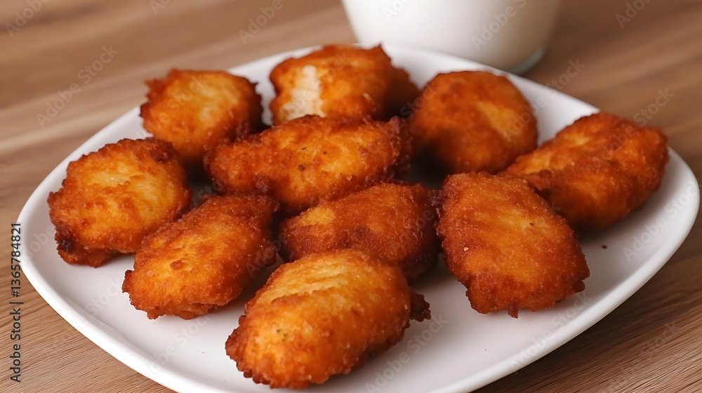 Crispy Golden Fried Snacks on White Plate Delicious Appetizer Food Photography Crispy Golden Fried Snacks on White Plate Delicious Appetizer Food Photography