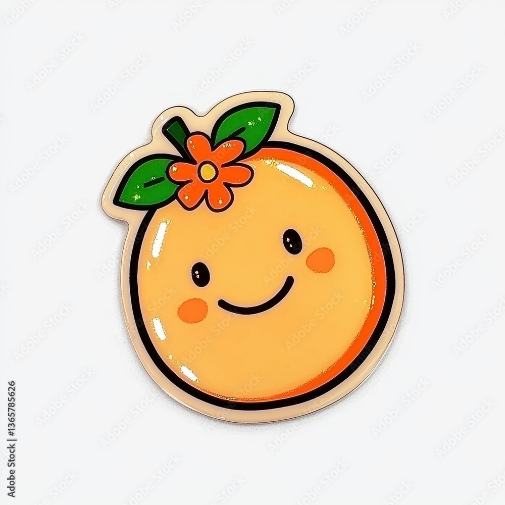 Obraz premium Cute Cartoon Orange Fruit Enamel Pin Badge