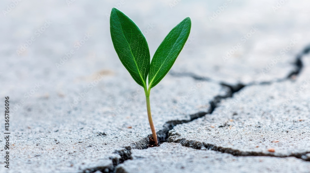 Resilience: a fresh sprout pushing its way through a cracked pavement, it symbolizes perseverance and hope in the face of adversity. Resilience: a fresh sprout pushing its way through a cracked pavement, it symbolizes perseverance and hope in the face of adversity.