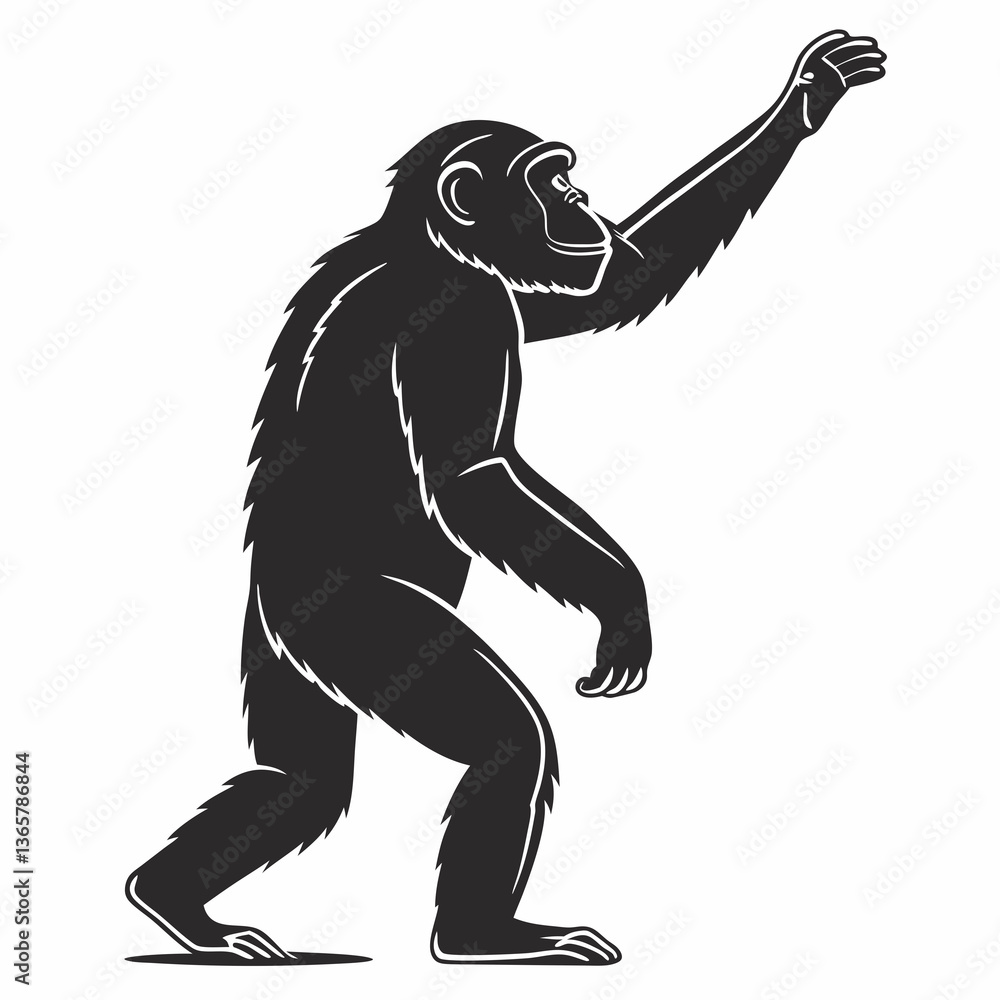 Fototapeta premium chimpanzee sihouette black vector