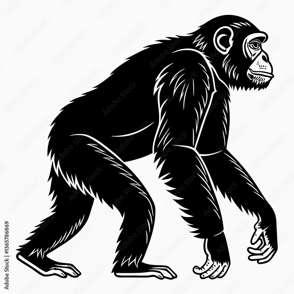 chimpanzee sihouette black vector chimpanzee sihouette black vector