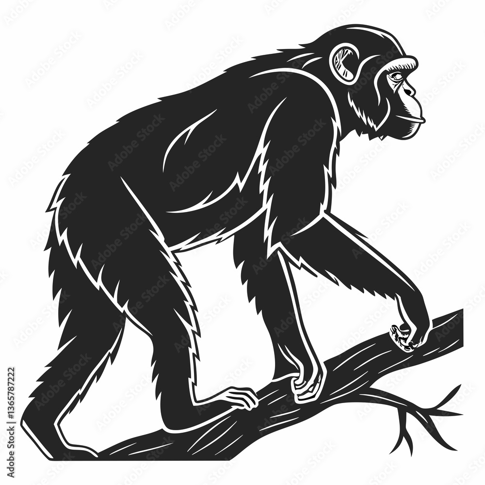 chimpanzee sihouette black vector chimpanzee sihouette black vector