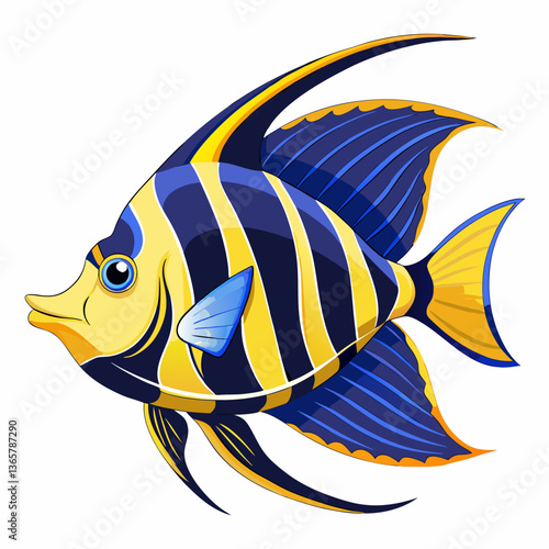  High-quality angelfish vector illustration, perfect for digital designs, prints, and branding.