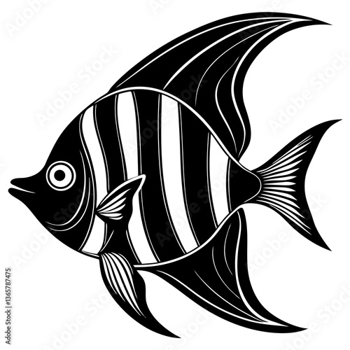  High-quality angelfish vector illustration, perfect for digital designs, prints, and branding.