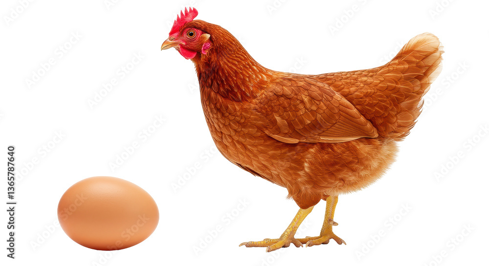 Fototapeta premium Isolated Brown Hen and Egg