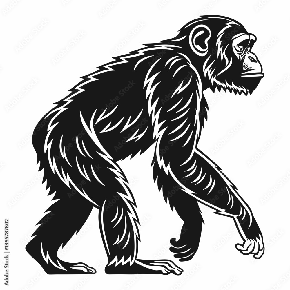 Obraz premium chimpanzee sihouette black vector