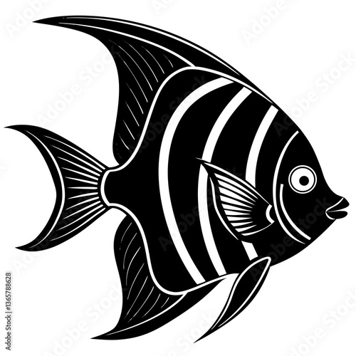  High-quality angelfish vector illustration, perfect for digital designs, prints, and branding.