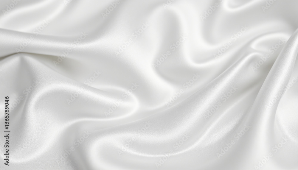 Luxurious white satin fabric with smooth, glossy texture, creating elegant and soft appearance. gentle folds and drapes enhance its sophisticated charm Luxurious white satin fabric with smooth, glossy texture, creating elegant and soft appearance. gentle folds and drapes enhance its sophisticated charm
