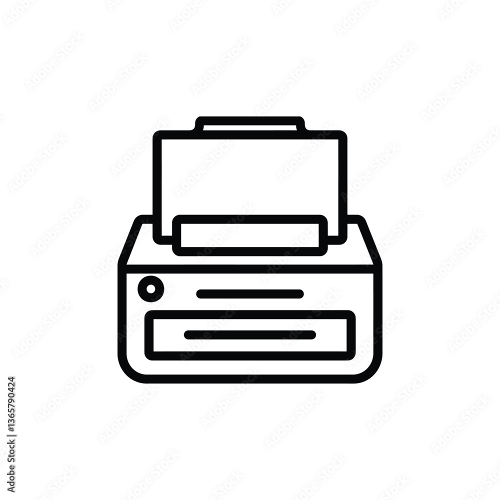 Printing black outline icon and white background design. Printing black outline icon and white background design.