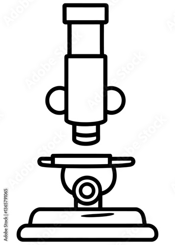 Vector laboratory microscope. Magnifying instrument for microbiology.Minimalist Microscope Outline Design Illustration.A laboratory monocular microscope.