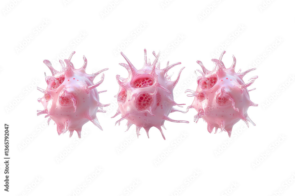 Microscopic View of Three Pink Blood Cells, Detailed 3D Render Microscopic View of Three Pink Blood Cells, Detailed 3D Render