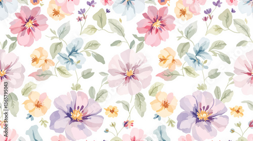 Watercolor flower seamless pattern