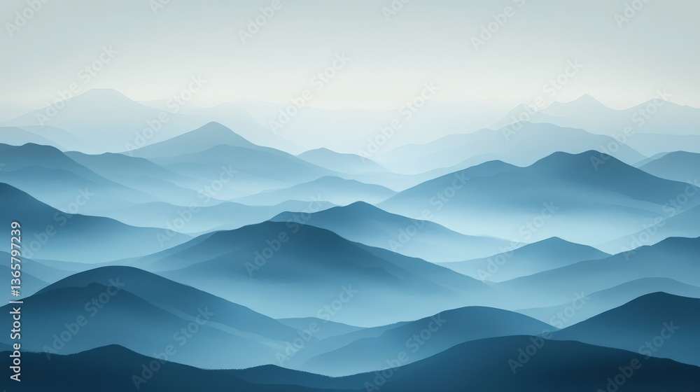 Fototapeta premium Misty Mountain Range Landscape
