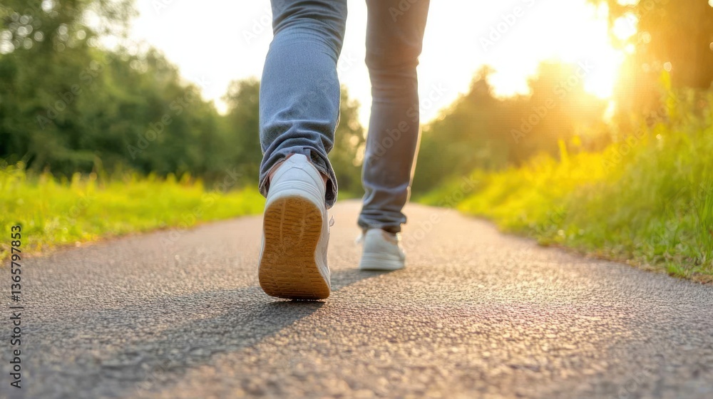 Person walking outdoors sunny day Person walking outdoors sunny day