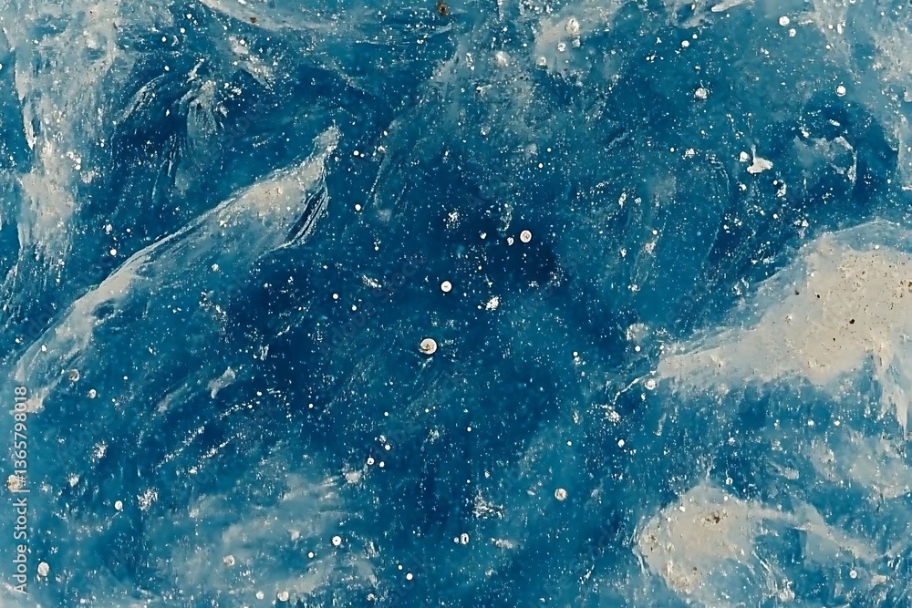 Fototapeta premium Detailed image reveals a mesmerizing abstract view of blue frozen water