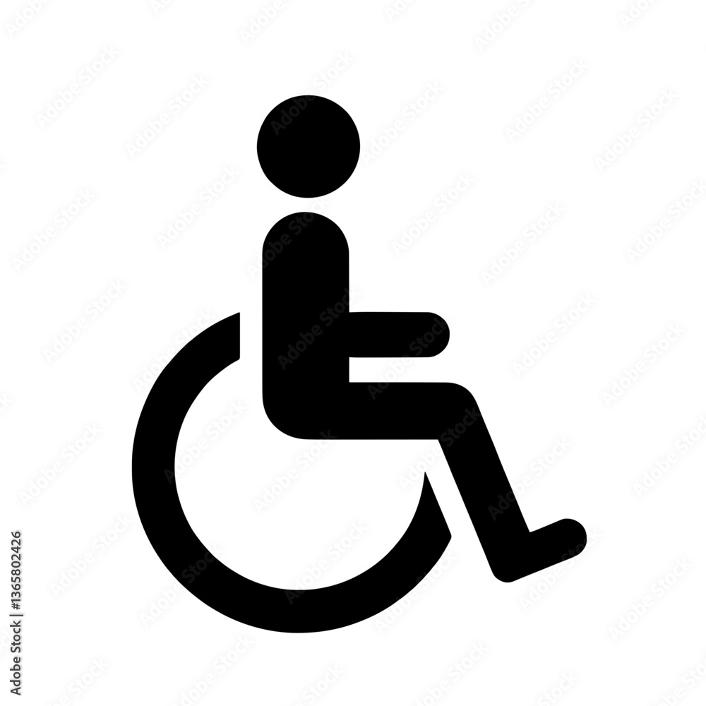 Vector icon of accessibility symbol featuring a person in a wheelchair colored in blue and white Vector icon of accessibility symbol featuring a person in a wheelchair colored in blue and white