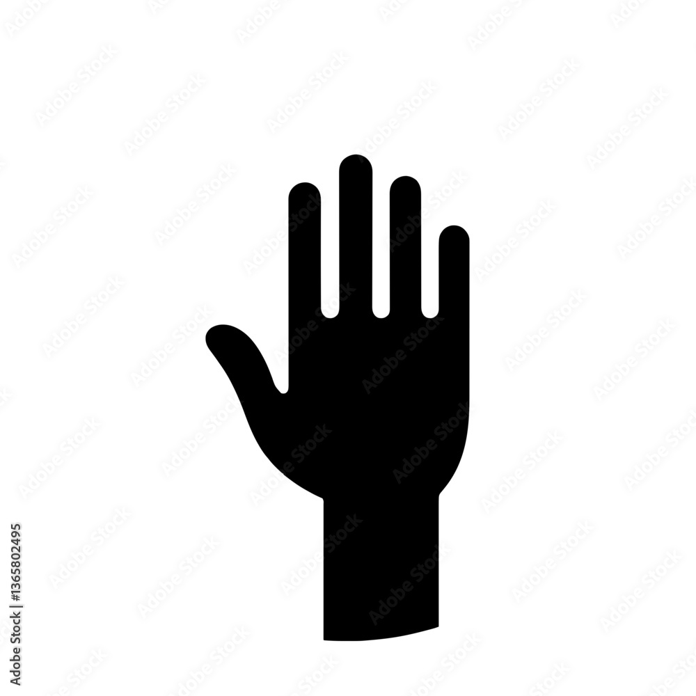 Minimalist black silhouette hand icon symbolizing tactile accessibility for visually impaired users Minimalist black silhouette hand icon symbolizing tactile accessibility for visually impaired users