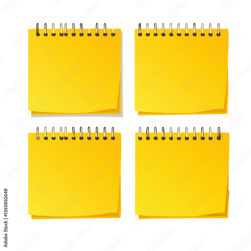 set of yellow sticky notes vector icon design