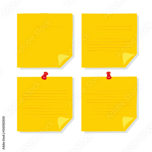 Obraz na płótnie set of yellow sticky notes vector icon design w salonie