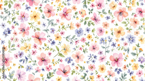 Seamless pattern flower, hand drawn, color pastel, Pastel vector seamless flower pattern backdrop background