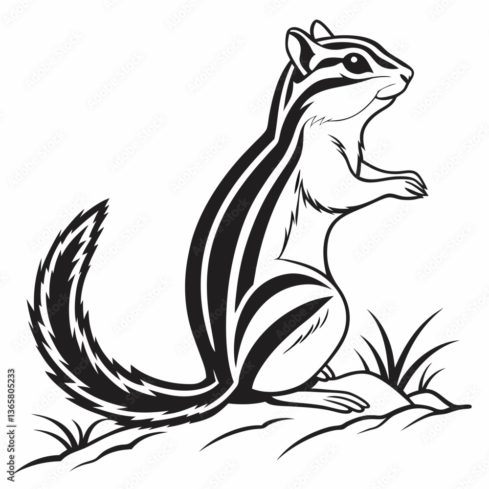 Obraz premium chipmunk silhouette black vector
